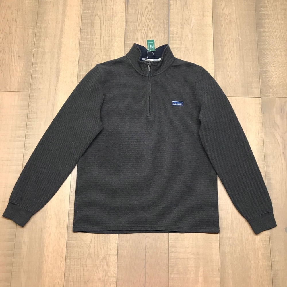 L.L. Bean 1/4 Zip Pullover Mens Size M Gray Lakewood Double Knit Slightly Fitted